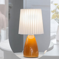 Pleated Shade Glass Base Table Lamp