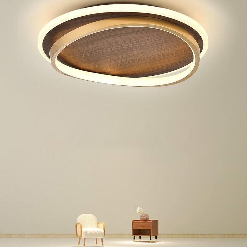 Walnut and Gold LED Ceiling Light