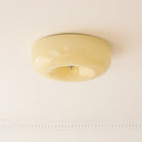 Cando Cream Glass Ceiling Light seen from below showing the cream glass and centre finial