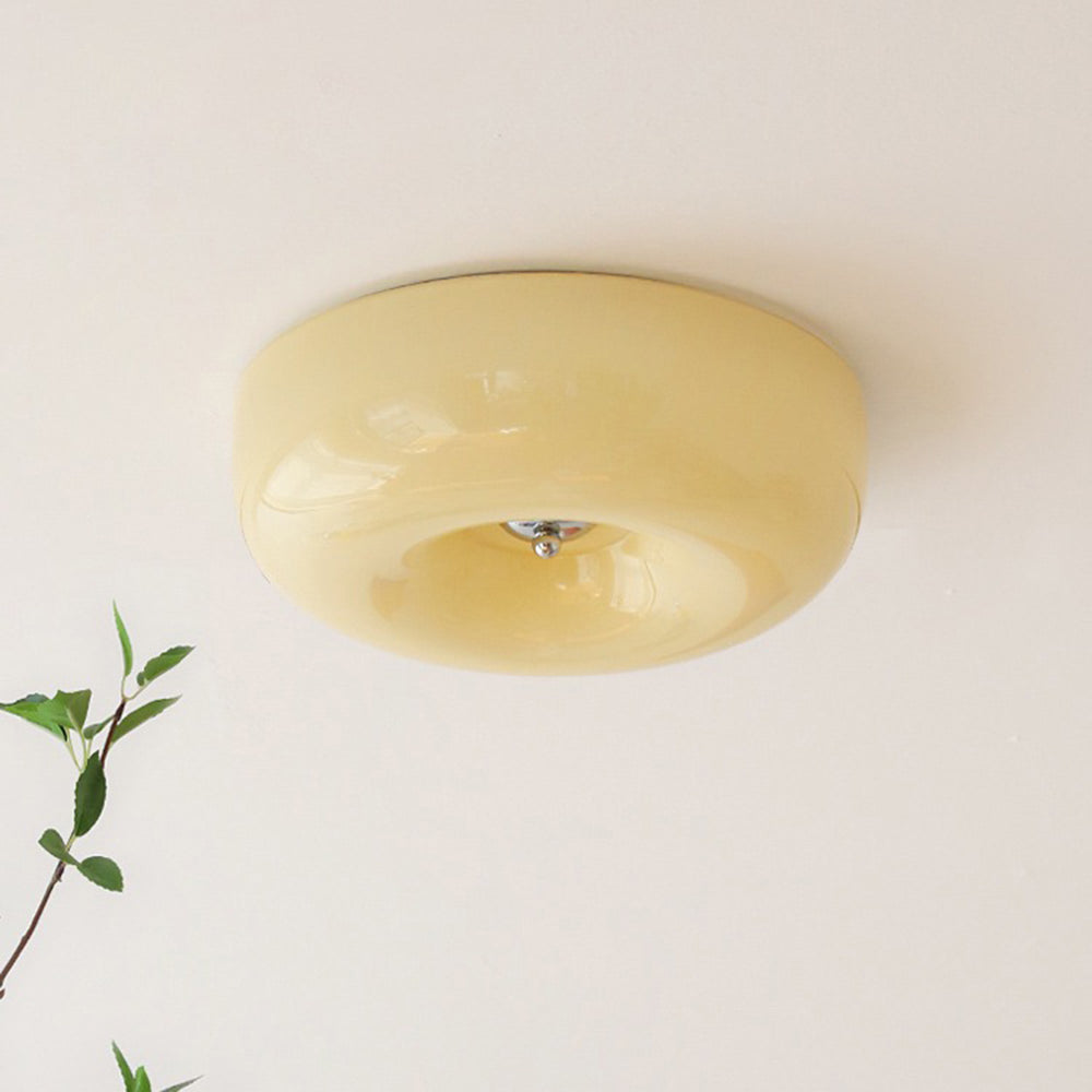 Cando Cream Glass Ceiling Light against a warm neutral ceiling