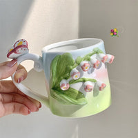 Hand Painted 3D Floral Mug