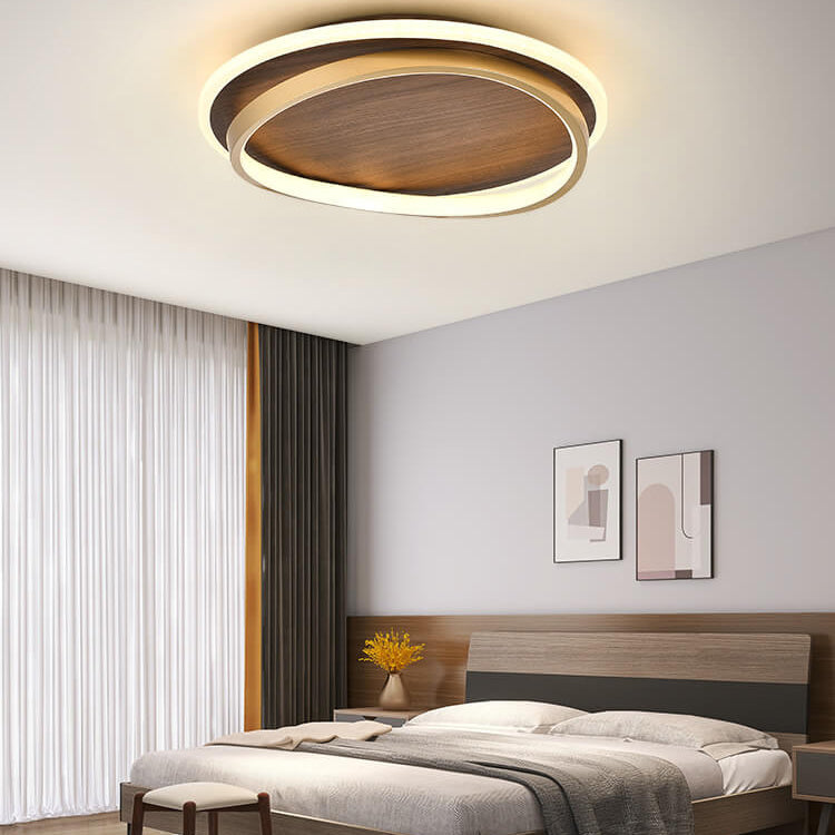 Walnut and Gold LED Ceiling Light