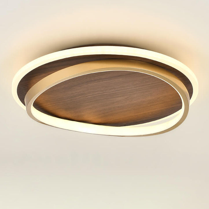 Walnut and Gold LED Ceiling Light