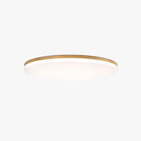 Nolla wood ceiling light, a shallow round acrylic dome with a wood rim, shown on a plain white background