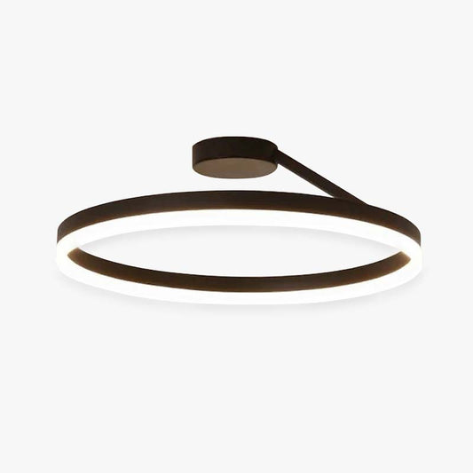 Soleno Circle Ceiling Light on a plain white background showing the matt black ring and glowing inner band