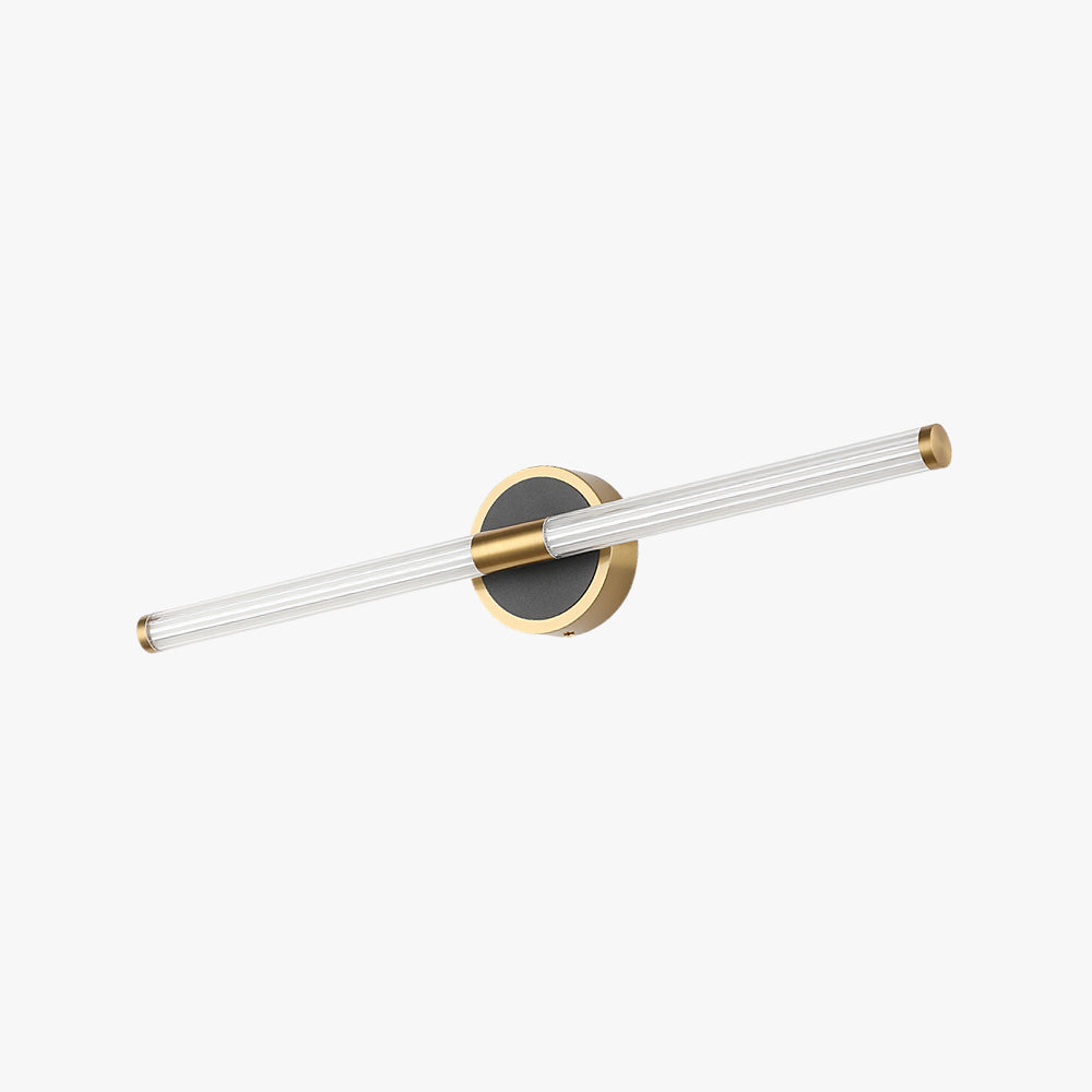 Lockhone Miralo vanity mirror wall light in brass and black on a plain white background