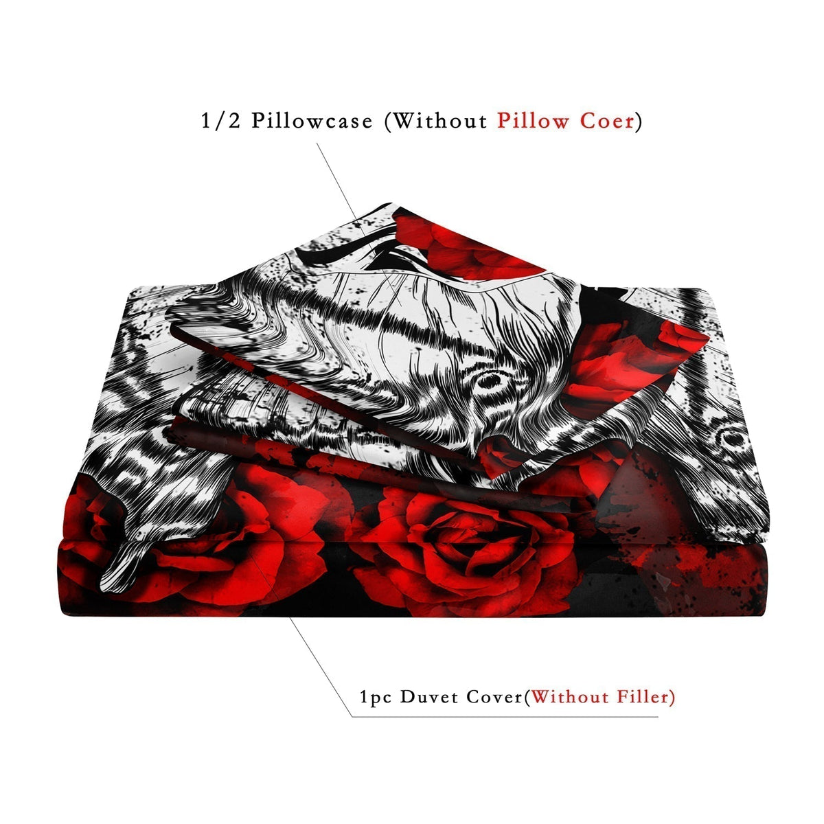 Skull and Rose Gothic Duvet Set