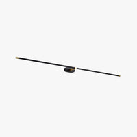 Lockhone Ivo linear vanity wall light in black with gold end caps on a plain white background