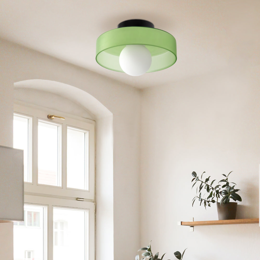 Coloured Glass Flush Ceiling Light 25cm