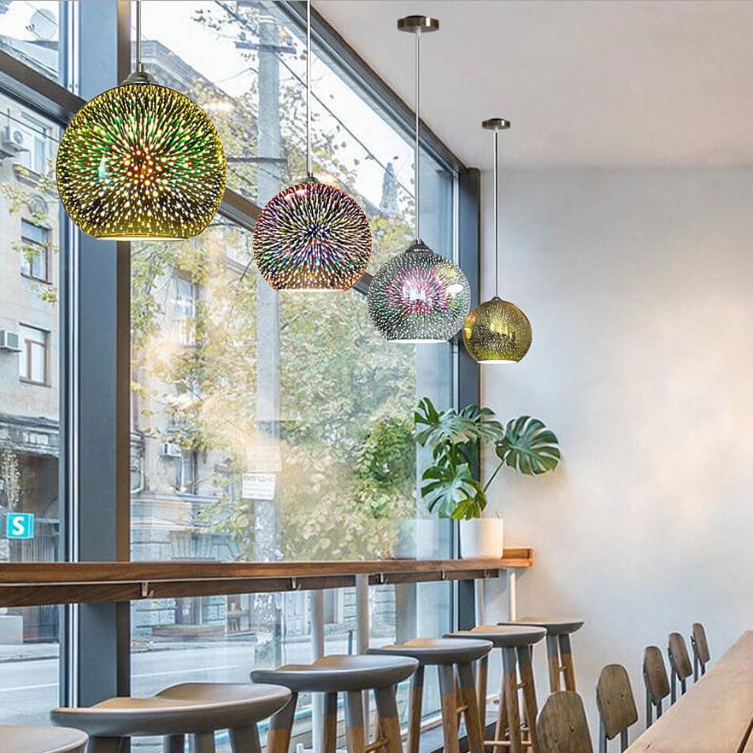 Firework Glass Dome Pendant Light