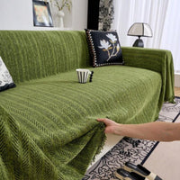 Herringbone Chenille Tassel Sofa Cover