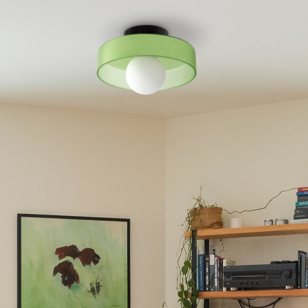 Coloured Glass Flush Ceiling Light 25cm