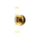 Brenlo twin cylinder wall light in brushed brass with two frosted acrylic tubes on a plain white background
