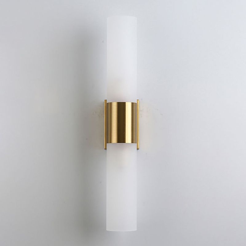 Fela twin sconce brushed brass plain background close profile