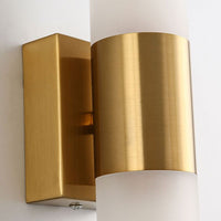 Fela sconce brushed brass centre mount detail side angle
