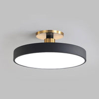 Nelo flush mount ceiling light black low angle view with frosted diffuser