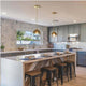 Orba gold glass globe pendants in modern kitchen lifestyle