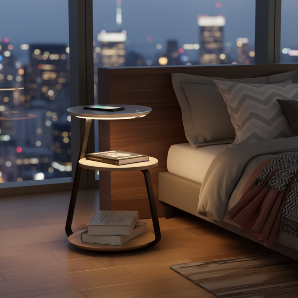 Lamp Table with Wireless Charging