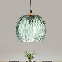Ribbed Green Glass Pendant Light