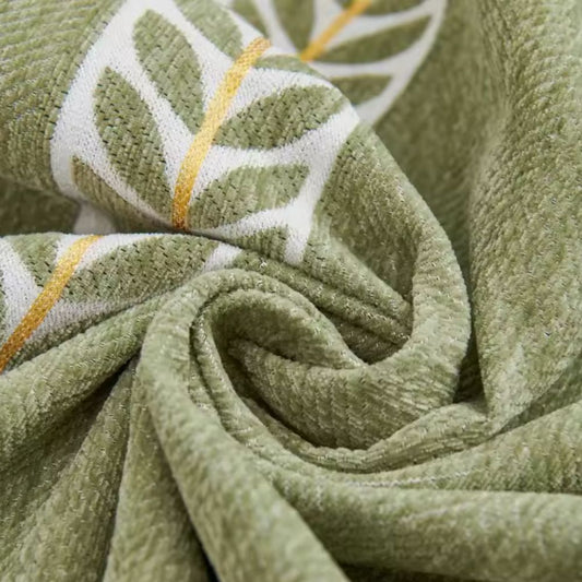 Leaf Print Chenille Sofa Cover