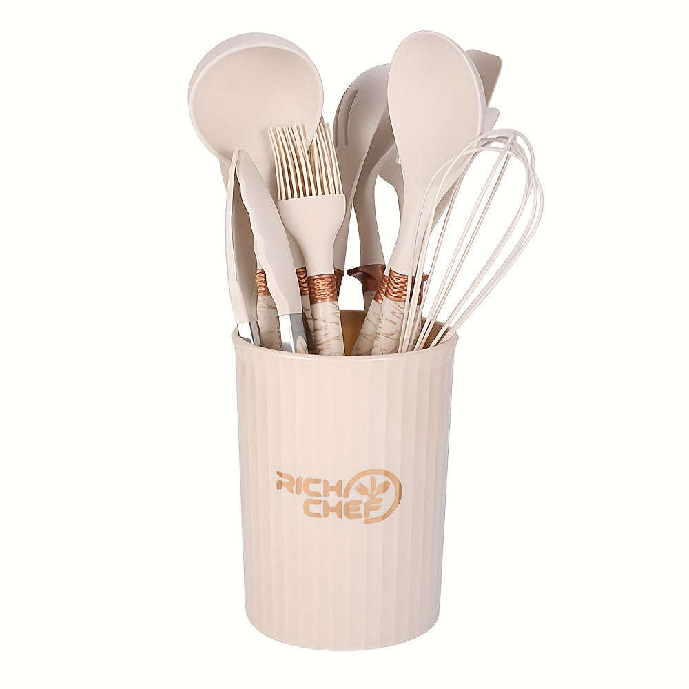 Silicone and Wood Utensil Set, 12 Piece