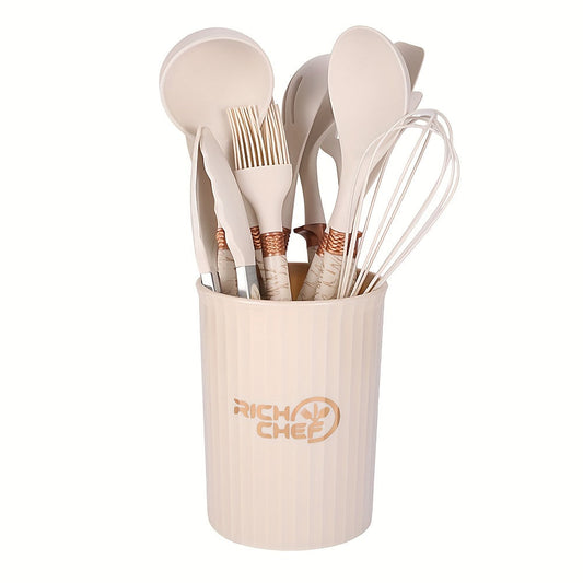 Silicone and Wood Utensil Set, 12 Piece