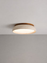 Trava travertine ceiling light fitted flush to a plain ceiling