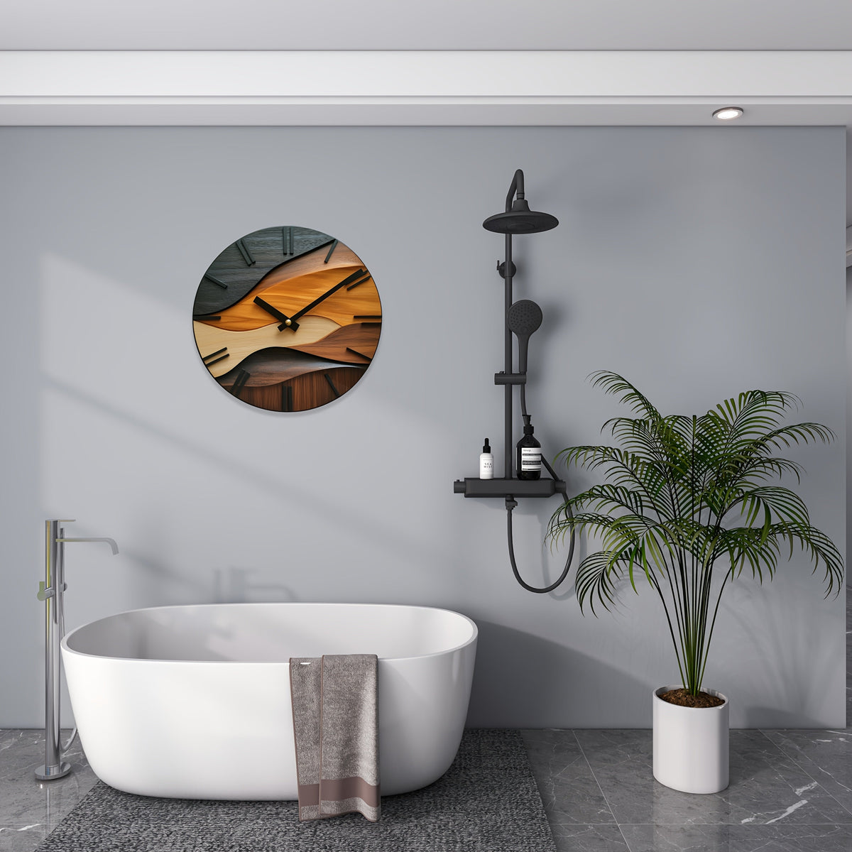 Wood-Grain Round Wall Clock 30cm