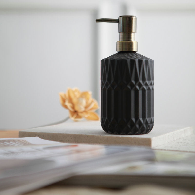 Faceted Glass Soap Dispenser 390ml