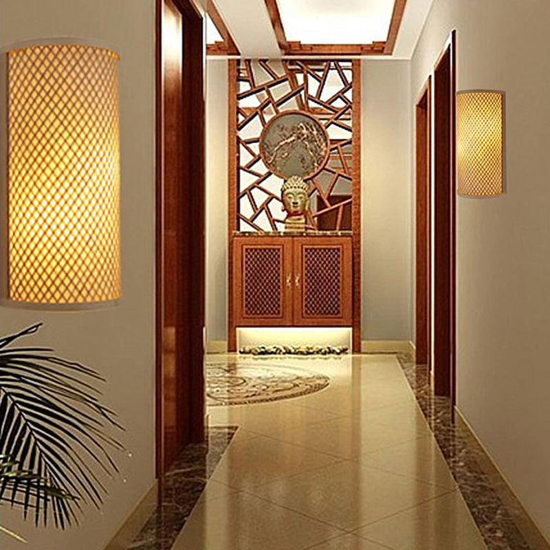 Bamboo Half Cylinder Wall Light 41cm