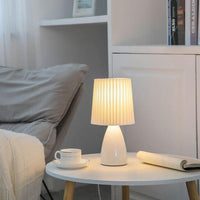 Pleated Shade Glass Base Table Lamp