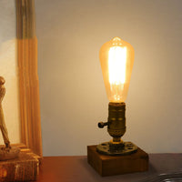 Iron and Pine Bulb Table Lamp 13cm