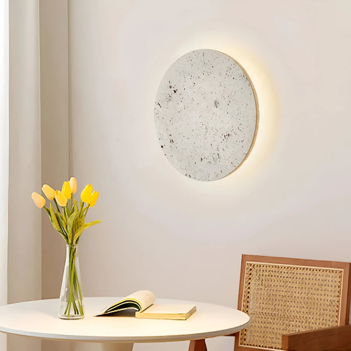 Stone Effect Round Wall Light