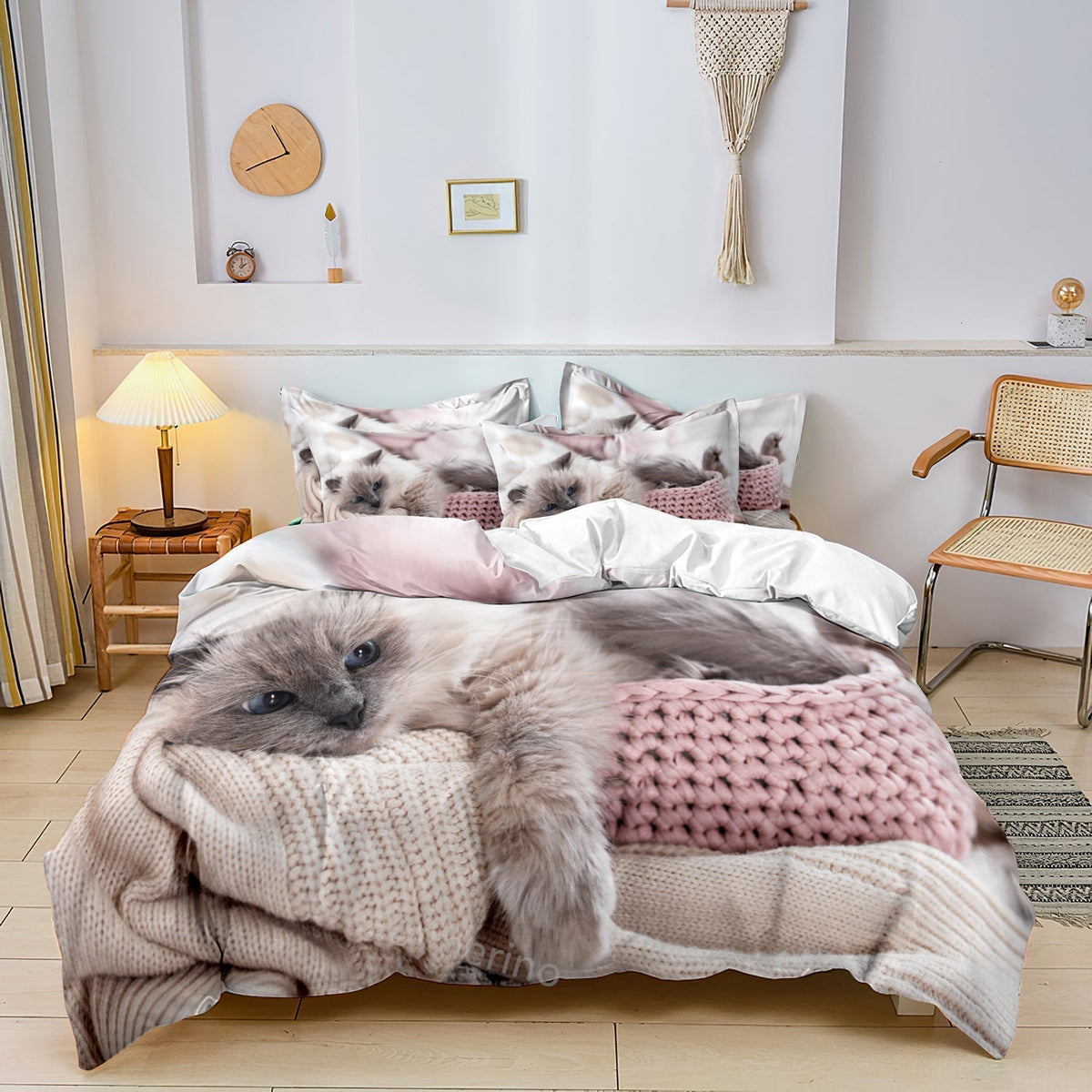 Cat Print Cotton Duvet Set