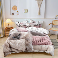 Cat Print Cotton Duvet Set