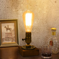 Iron and Pine Bulb Table Lamp 13cm
