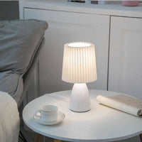 Pleated Shade Glass Base Table Lamp