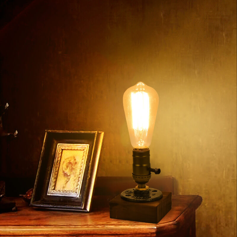 Iron and Pine Bulb Table Lamp 13cm