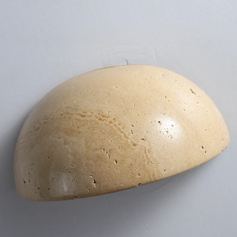 Travertine-Look Half Moon Wall Light