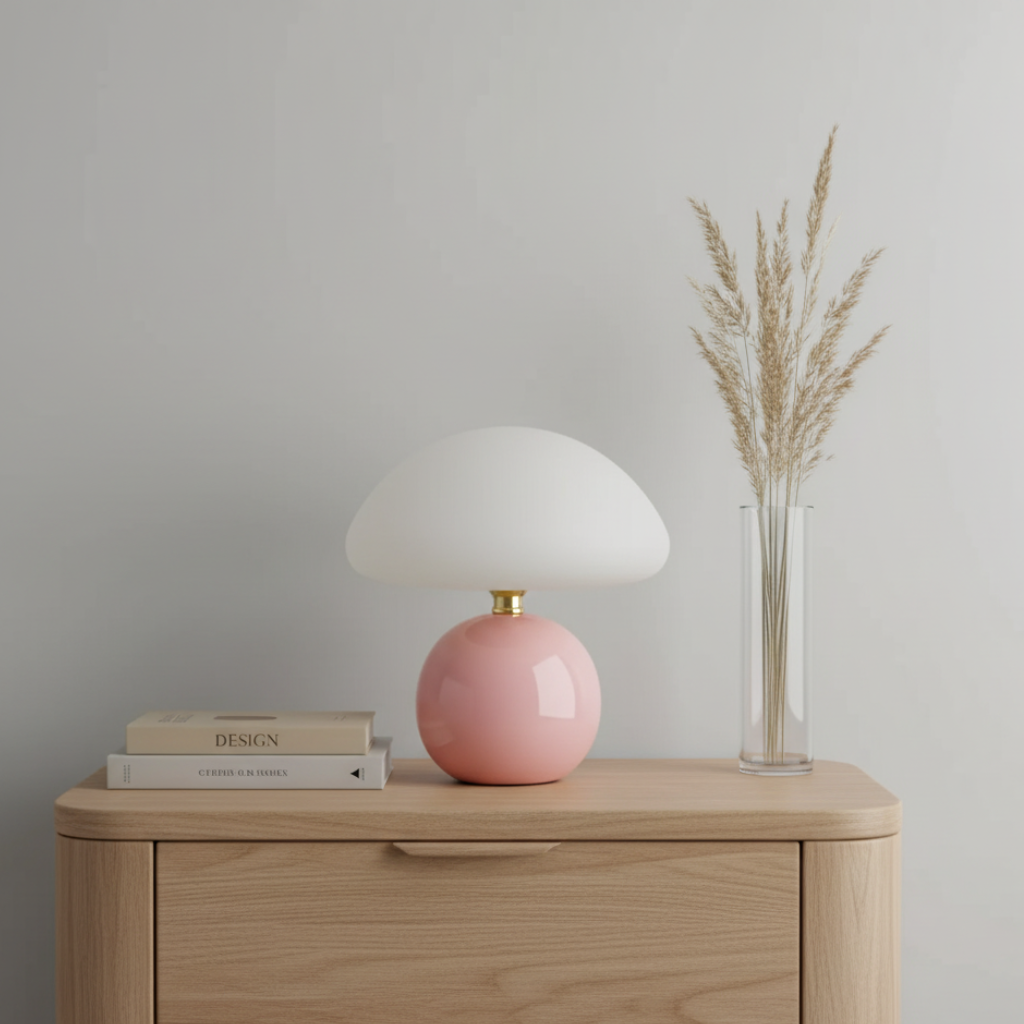 High Gloss Ceramic Mushroom Table Lamp
