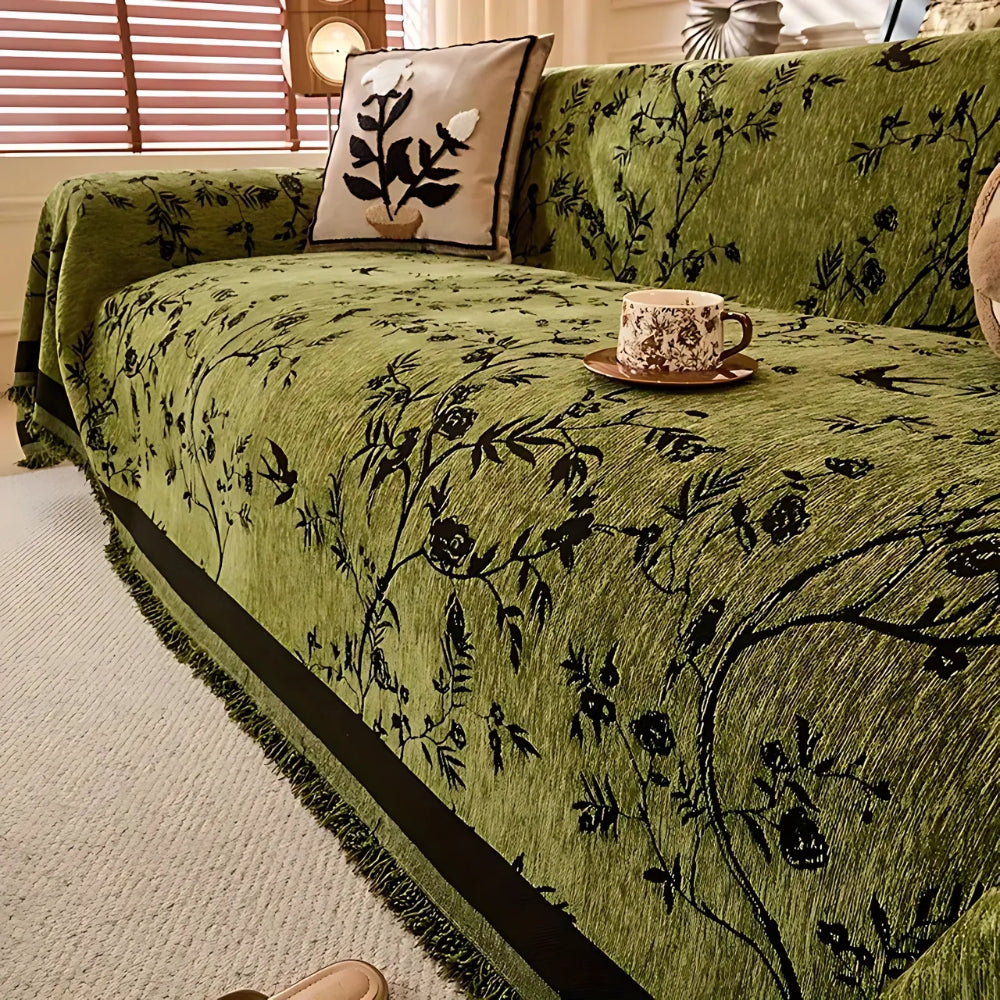 Ormel Floral Chenille Sofa Cover