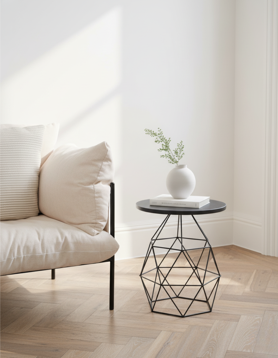 Linea Black Iron Side Table 40cm