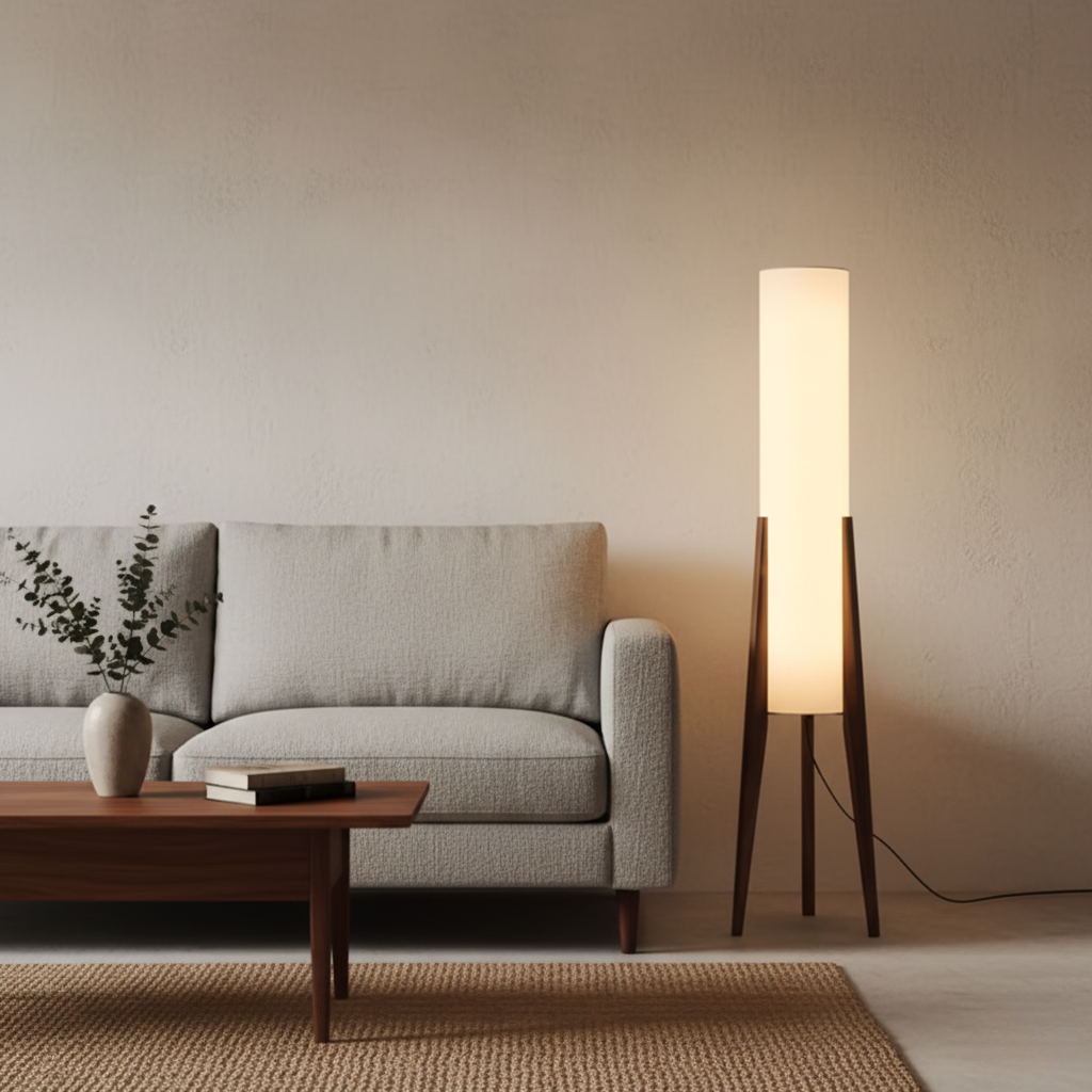 Nordic Walnut Reading Floor Lamp 127cm