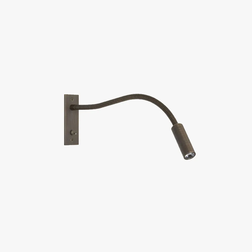 Vexo gooseneck reading wall light in bronze on a plain white background