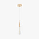 Golvara Teardrop Pendant Light on a plain white background, gold canopy and cone above a clear crystal teardrop