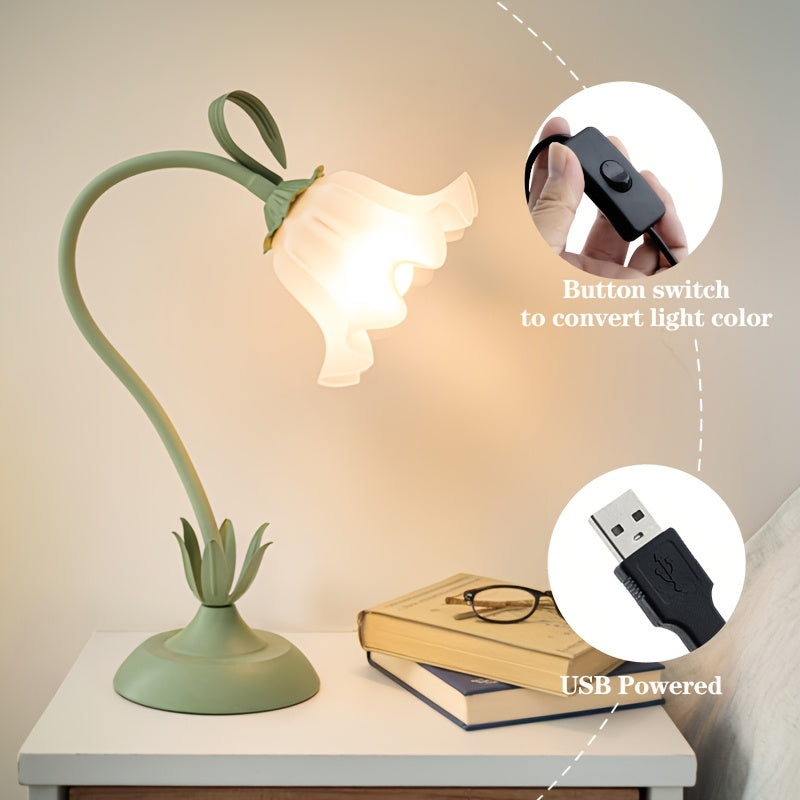 Cast Iron Flower Table Lamp 50cm
