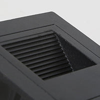 Close detail of the black louvred face of the Steva Square Outdoor Step Light