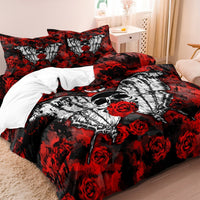 Skull and Rose Gothic Duvet Set