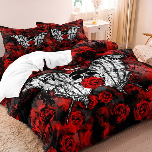 Skull and Rose Gothic Duvet Set