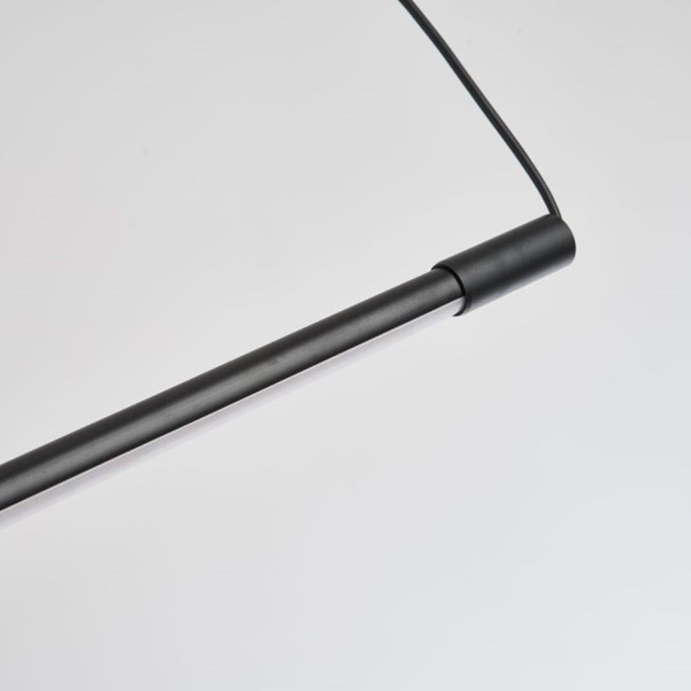 Detail of the Zyno Linear Pendant Light showing the angled arm and slim metal body